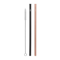 CHE Straight 2 Pack Rose Gold, Black & Brush Straws