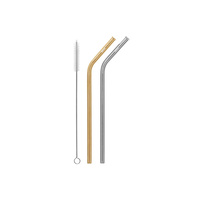 CHE Bent 2 Pack Silver, Gold & Brush Straws
