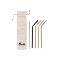 CHE Bent 4 Pack Silver, Gold, Rose Gold, Black & Brush Straws