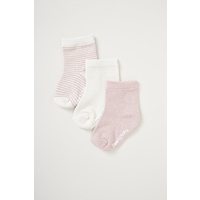 Boody Baby 3 Pairs of Socks Chalk/Rose Stripe 6-12