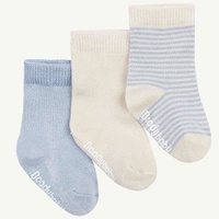 Boody Baby Pack of 3 Socks Chalk/Sky Stripe 3-6
