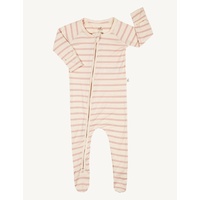 Boody Baby Long Sleeve Onesie Chalk/Rose Stripe NB