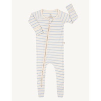 Boody Baby Long Sleeve Onesie Chalk/Sky Stripe 3-6