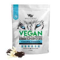 White Wolf Nutrition Vegan Superfood Protein Blend 2.25kg 75 Serves Creamy Vanilla