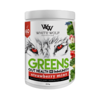 White Wolf Strawb Mint Immunity+ Greens Super Blend 60 Serves 300g