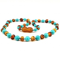 BB Baby Necklace Turquoise & Honey Amber