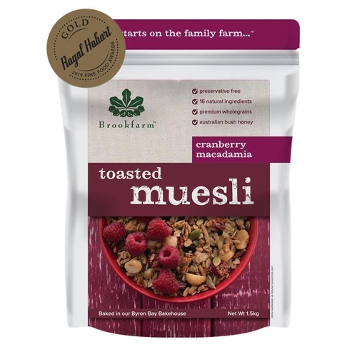 Brookfarm Toasted Macadamia Muesli Cranberry 1.5kg