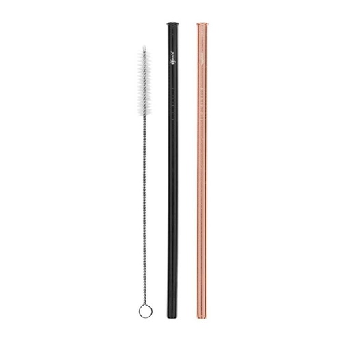 CHE Straight 2 Pack Rose Gold, Black & Brush Straws