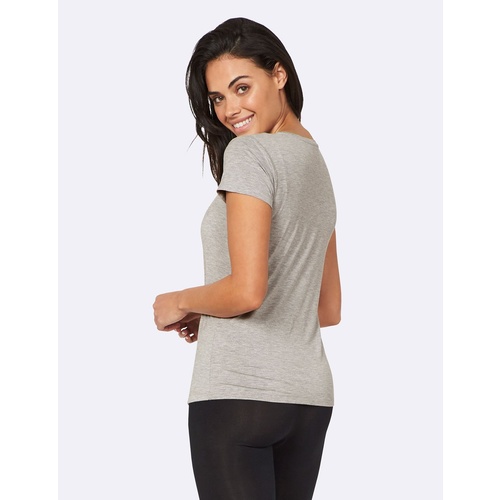 Boody Womens Crew Neck T-Shirt Light Grey Marl L
