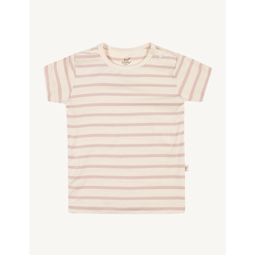 Boody Baby T-Shirt Chalk/Rose Stripe 12-18