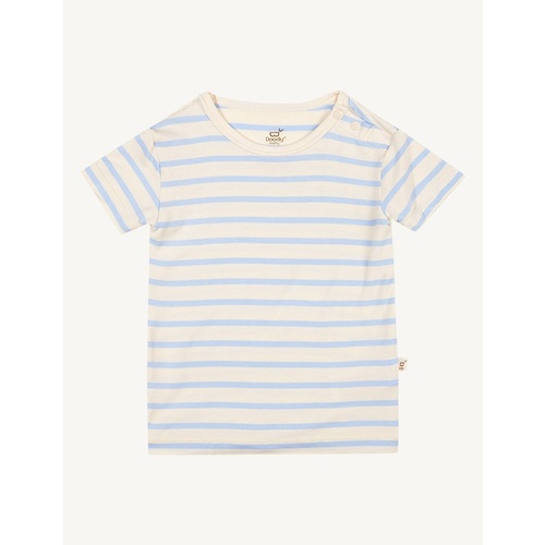 Boody Baby T-Shirt Chalk/Sky Stripe 3-6