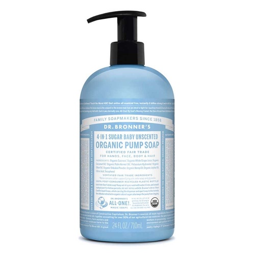 Dr Bronner's Hand & Body Pump Soap Baby Unscented 710ml